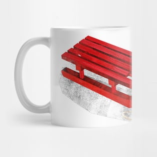 Red wooden sledge (with snow) Mug